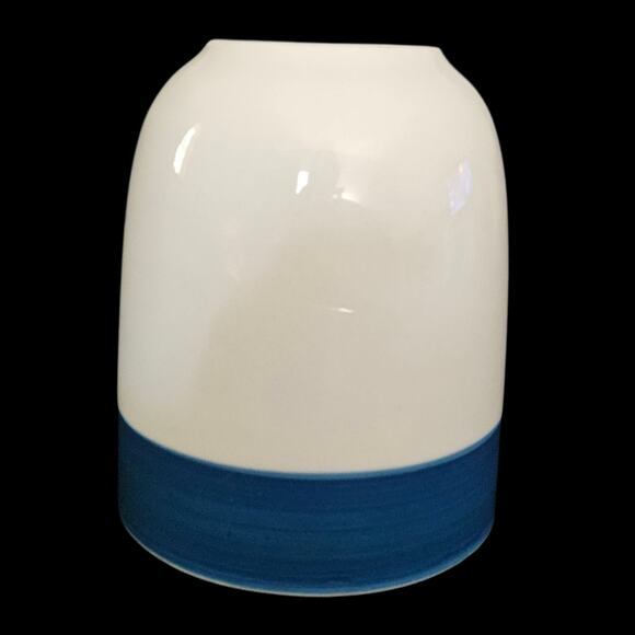 Set of 5 Gibson Stoneware Coffee Mugs White Blue Band Dishwasher Microwave Safe - Picture 2 of 6